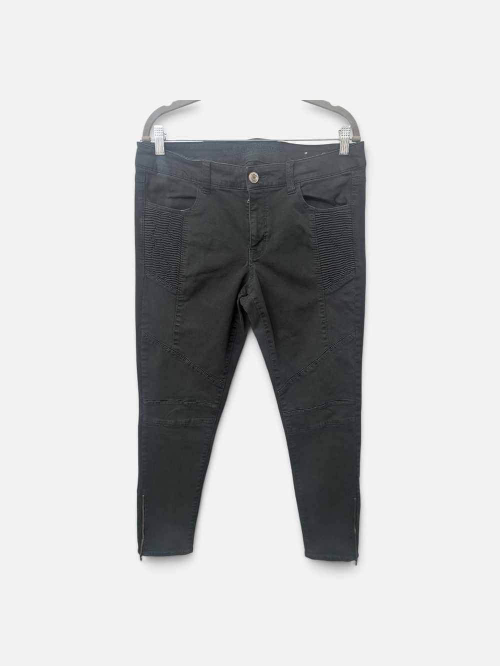 Women's Forest Green Stretch Moto Skinny Jeans